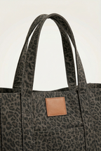 Sac cabas toile motif léopard