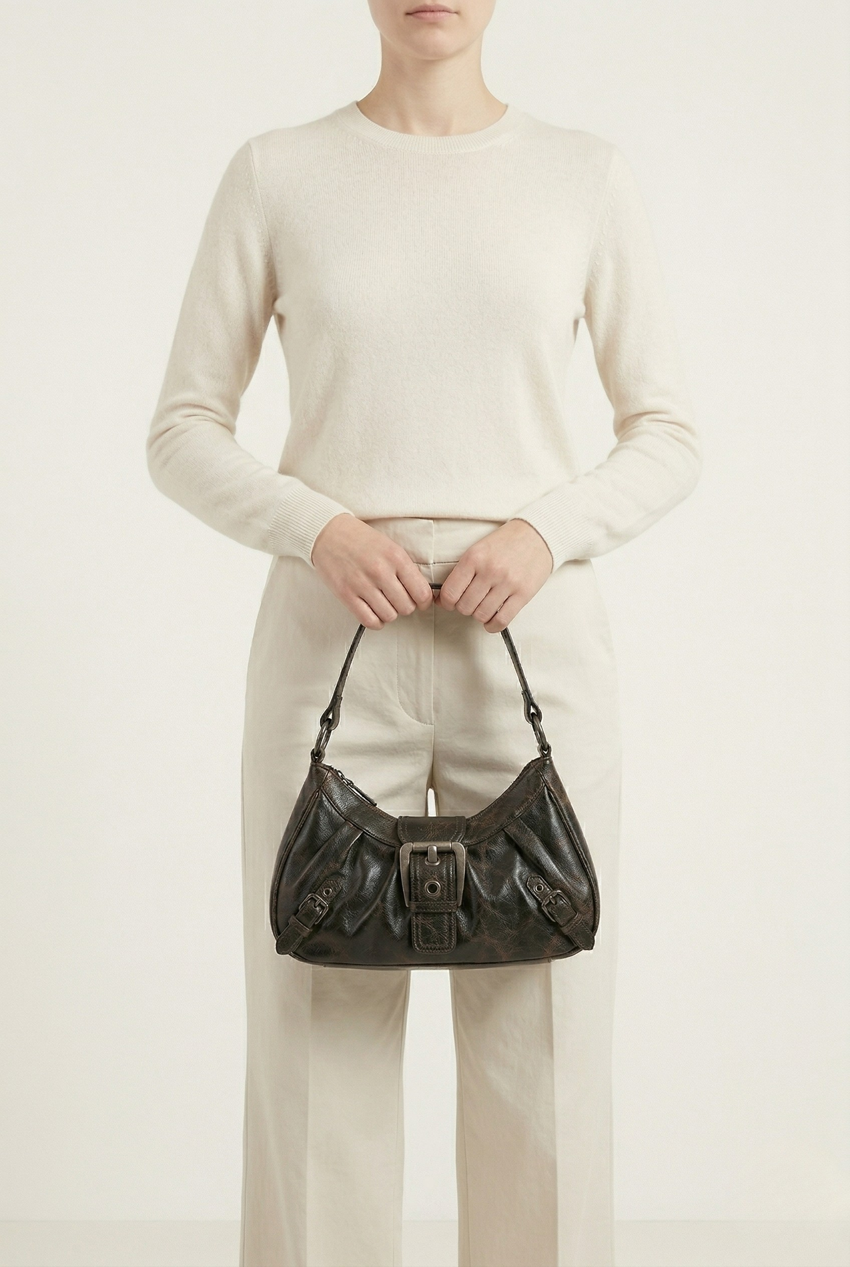 Sac hobo cuir boucle vintage