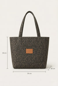 Sac cabas toile motif léopard