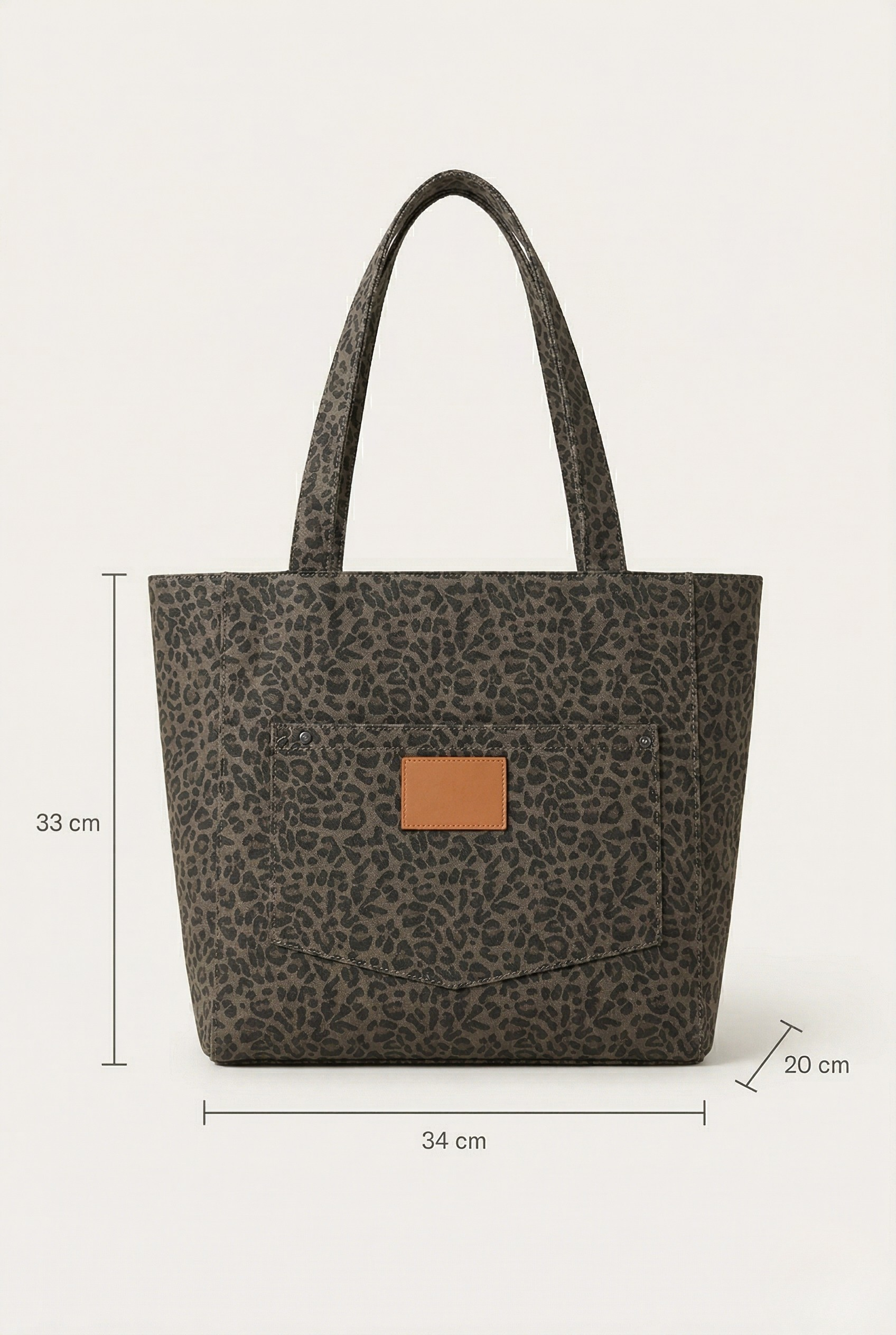 Sac cabas toile motif léopard