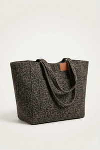Sac cabas toile motif léopard